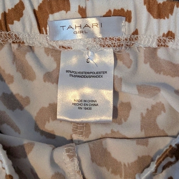 🎈Tahari Girl (Size 5) Tan & White Leopard Print Leggings - Picture 2 of 3